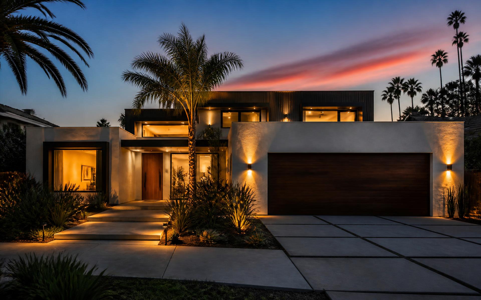 Modern home with a garage door